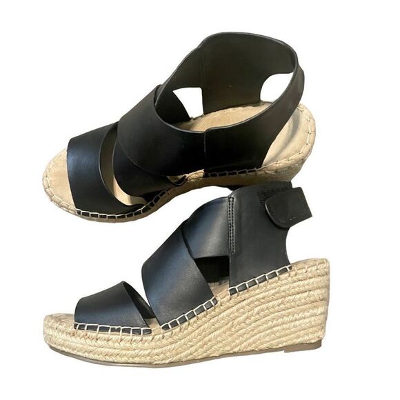 Leather Pure Sole Sandals Sz 8.5 Black NWOT 3” - Picture 1 of 5